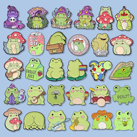 Dibujos Animados Linda Rana Esmalte Broche Pines Animal Aleación Insignias Para Ropa Mochila Decoración Unisex Moda Joyería Regalo