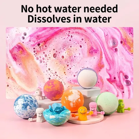 Bath Bomb With Surprise Finger Toy Essential Oil Sea Salt Moisturizing Fizzy Bubble Bath For Kids Toddlers Fun Bathroom Accessories