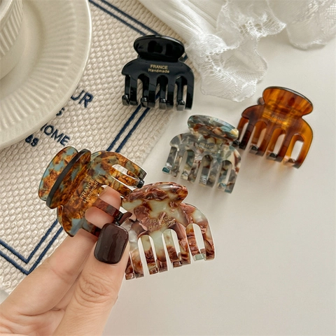 Acetat-Haarklammer Französisch Retro Schildpatt Marmormuster Handgefertigte Kleine Haarkralle Für Damen Elegantes Haar-Accessoire