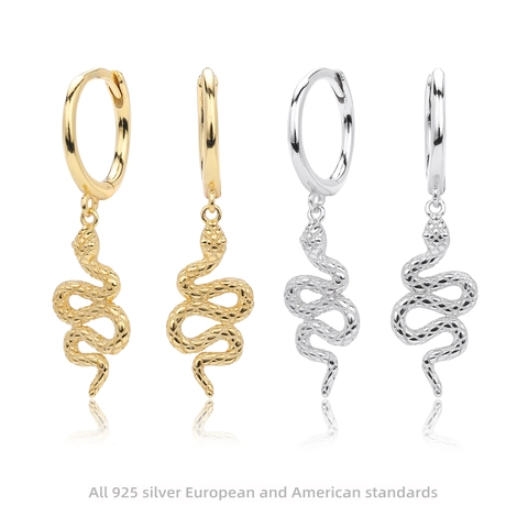925 Sterling Zilver Slang Bungelende Oorringen Voor Dames Gepersonaliseerde Trendy Diervormige Druppel Oorbellen Sieraden Cadeau