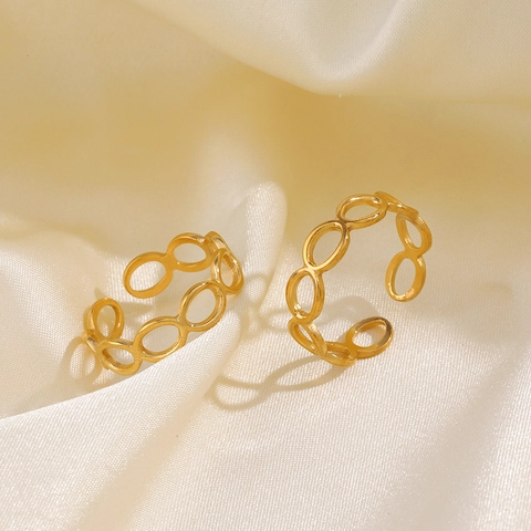 Anello Aperto Geometrico Ovale Cavo In Acciaio Inossidabile Regolabile Design Minimalista Gioielli Di Moda Per Donna