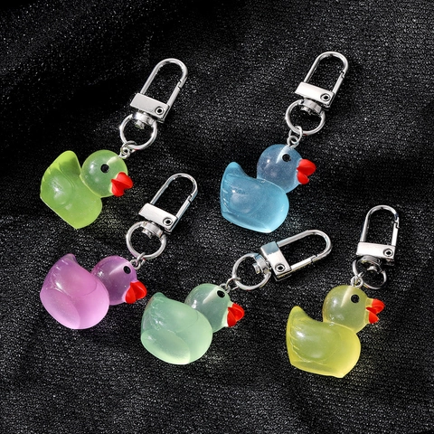 Portachiavi A Forma Di Papera In Resina Traslucida Ciondolo Per Borsa Texture Jelly Animale Per Chiavi Decorazione Per Zaino
