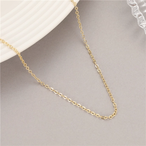 Collana a Catena O in Rame Minimalista per Uomo Donna Unisex Semplice Catena a Maglia Geometrica Choker Regolabile Oro Argento Gioielli