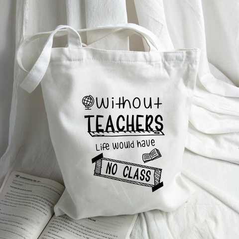 Bolso De Lona De Gran Capacidad Con Estampado De Letras Bolso De Hombro Simple Literario Casual Diario
