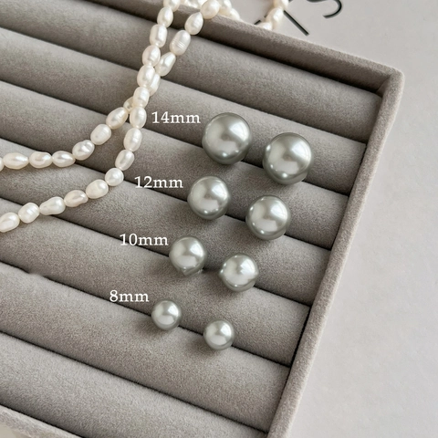 Pendientes De Perlas Artificiales Artificiales Grises Con Poste De Plata Joyería De Moda Minimalista Para Mujer