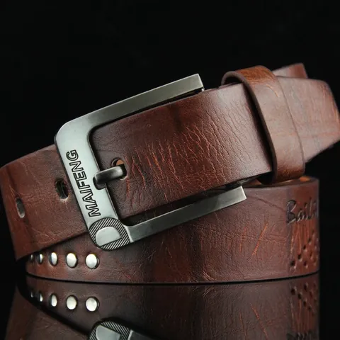 Men Belt Faux Leather Retro Dotted Rivet Pin Buckle Vintage Casual Trouser Belt With Alloy Buckle For Daily Wear