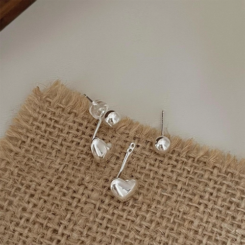 Orecchini A Lobo A Cuore In Argento Sterling 925 Minimalisti Con Sfera E Cuore Per Donna Gioielli Geometrici Lucidi