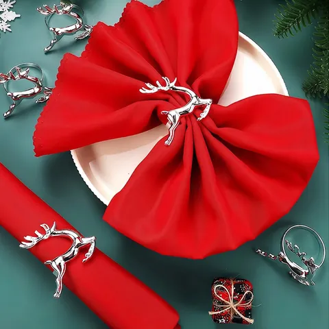 Kerst Rendier Servetringen Metalen Lopend Hert Servetgesp Voor Feestelijke Tafeldecoratie Party