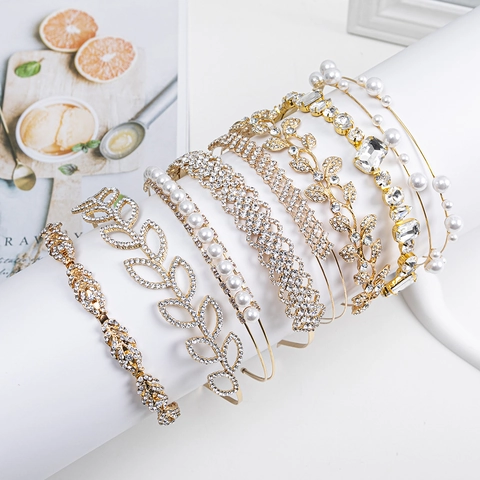 Rhinestone And Faux Artificial Pearl Hairband Zinc Alloy Bridal Wedding Headpiece Elegant Fashion Hair Accessories For Women