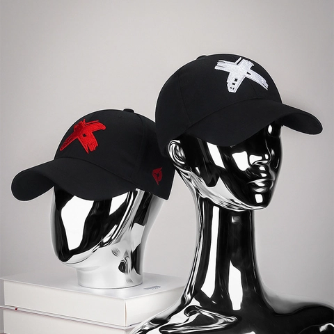 Casquette De Baseball Brodée Lettre X Réglable Visière Courbée Chapeau Soleil Extérieur Hommes Femmes Polyester