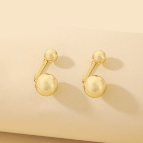 Pendientes De Botón Con Doble Bola Minimalista Con Poste De Plata De Ley 925 Aleación Geométrica Pulida Para Mujeres