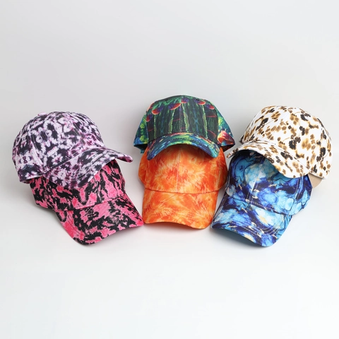 Fashionable Tie-Dye Baseball Cap For Women Men Polyester Breathable Sun Protection Outdoor Casual Adjustable Snapback Hat