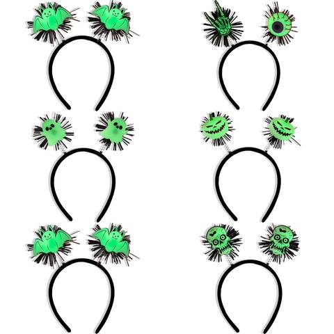 Halloween Leuchtendes Kunststoff Haarreif Glühen Fledermaus Kürbis Geist Skelett Haarschmuck Für Maskenball Party Kostüm Kopfschmuck