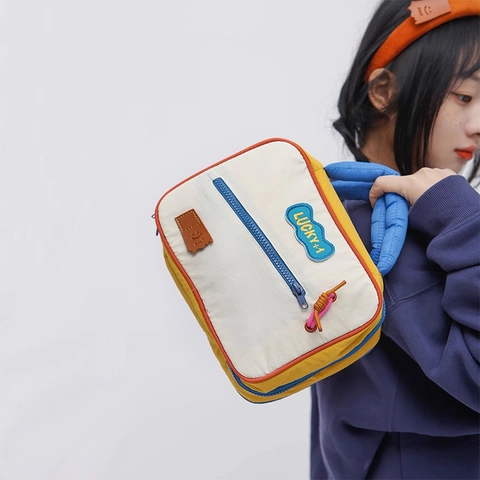 Neceser De Maquillaje Lindo Colores Contrastados Gran Capacidad Lona Impermeable Bolsa Cosméticos Viaje Organizador Mujeres