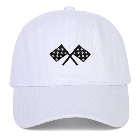 Cotton Baseball Cap Racing Flag Embroidered Sports Outdoor Sun Shade Adjustable Casual Soft Top Dad Hat For Men Women