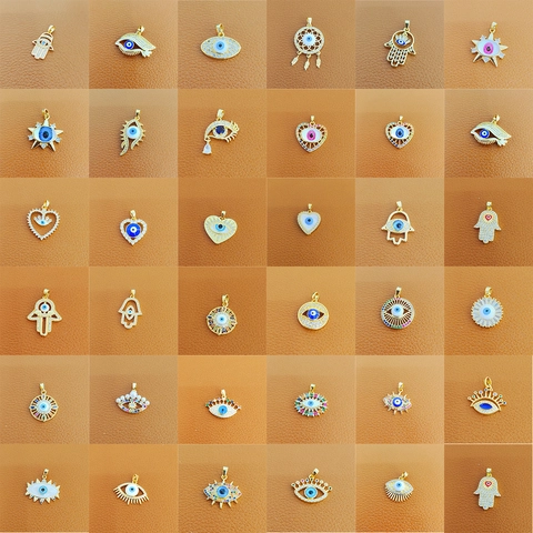 Evil Eye Anhänger Halskette Für Damen Kupfer Vergoldet Mit Zirkonia Hand Der Fatima Glücksschmuck Schlüsselbeinkette