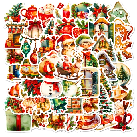 Weihnachtsaufkleber Wasserdichtes PP-Material Weihnachtsmann Schneemann Rentier Muster Für Laptop Kühlschrank Fenster DIY Deko