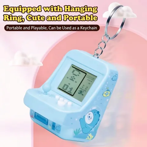 Mini Handheld Game Machine Keychain Retro Arcade Electronic Puzzle Toy With 26 Classic Games Macaron Color Plastic