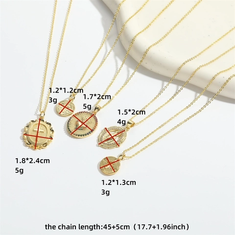 Collana con Ciondolo in Rame Vintage Zirconia per Donna Croce Religiosa Cuore Bussola Vergine Maria Gioielli Minimalisti