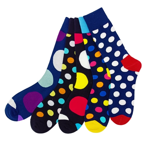 Bunte Polka Dot Crew Socken Atmungsaktive Baumwollmischung Mode Lässige Trendy Lebendige Bequeme Wadenhohe Strümpfe