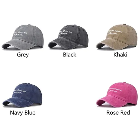 Casquette De Baseball En Coton Lavé Distressed Champagne Please Broderie Lettres Ajustable Unisexe Casual Vintage Chapeau De Soleil Extérieur
