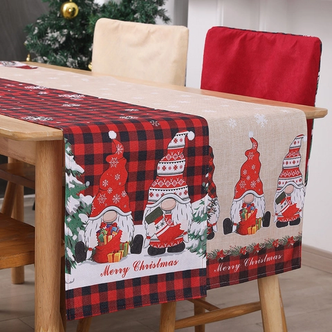 Runner Da Tavola Natalizio Effetto Lino Gnomi Pupazzo Di Neve Stampa Buon Natale Cucina Tavolo Da Pranzo Festivo Scozzese