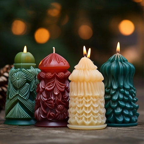 Christmas Tree Silicone Mold Cylindrical Aromatherapy Candle Plaster Casting 3D Spiral Texture DIY Craft Decorative Tool