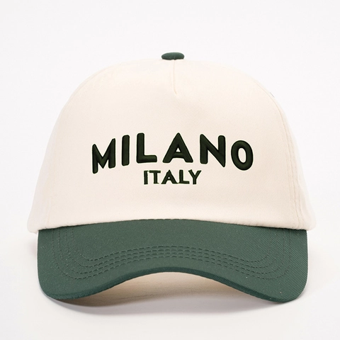 Milano Italy Geborduurde Honkbalpet Color Block Polyester Verstelbaar Zonbescherming Outdoor Retro Casual Hoed