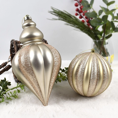 Christmas Hanging Ornaments Painted Plastic Finial Gourd Present Shape Santa Claus Glitter Baubles Festive Holiday Decor