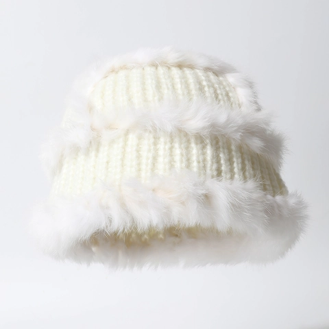 Cappello Alla Pescatora Inverno Donna Ecopelliccia Peluche Maglia Spesso Caldo Antivento Elegante Tempo Freddo