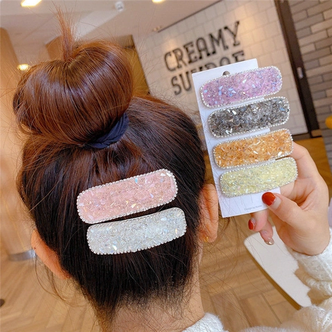 Molletta Per Capelli Rettangolare Strass Glitter Cristallo Lega BB Forcina Clip Laterale Copricapo Stile Coreano Donne Ragazze