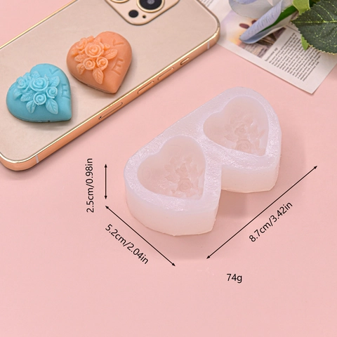 Herz Rose Blume Relief Silikonform DIY Seife Kerze Schokolade Mousse Kuchen Backform Love Brief Design