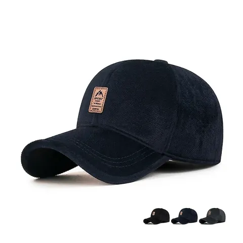Men's Winter Baseball Cap With Hidden Ear Flaps Fleece Lined Warm Windproof Outdoor Sports Hat Cold Weather Adjustable