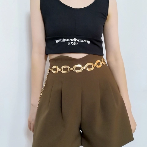 Fashionable Metal Waist Chain Belt For Women Adjustable Oval Link Belly Chain Sophisticated Polish Body Jewelry Accessory