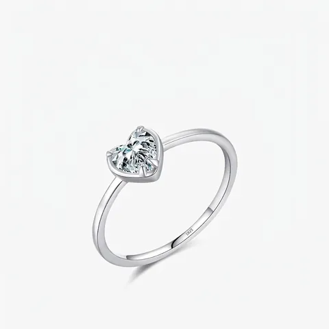 Herzform Ring 925 Sterling Silber Zirkonia Solitär Verlobung Vorschlag Süßer Schmuck Für Frauen
