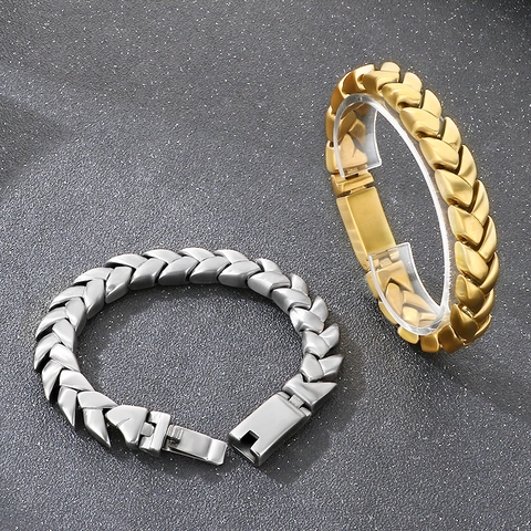 Bracciale Da Uomo In Acciaio Inossidabile Maglie A V Intrecciate Stile Punk Industriale Gioiello Con Chiusura Pieghevole
