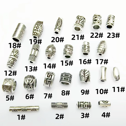 Retro Antiek Zilver Legering Grote Gat Perlen Gesneden Buis Vat Stijl Voor DIY Sieraden Armband Ketting