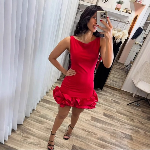 Robe Courte Sans Manches Dos Nu Satin Polyester Ourlet À Volants Sexy Élégant Clubwear Pour Femmes