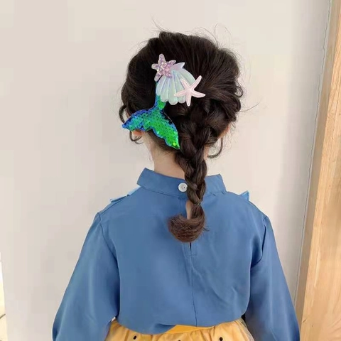Pinzas Para El Pelo De Sirena Niños Lentejuelas Concha Estrella De Mar Dibujos Animados Princesa Horquillas Niñas Accesorios Pelo