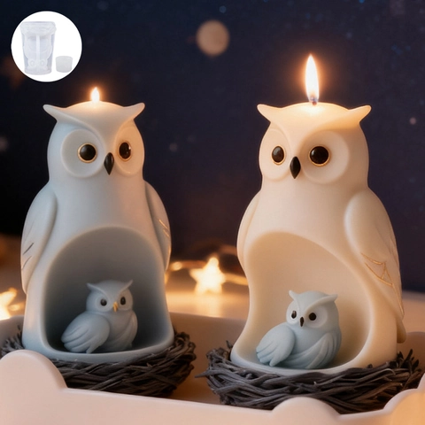 Moule En Silicone Chouette Mère Enfant 3D DIY Fabrication Bougies Aromathérapie Résine Plâtre Outil Décoratif