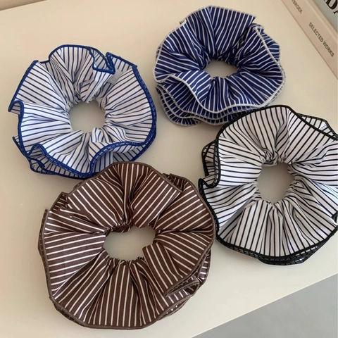 Coleteros de Tela a Rayas Grandes Lazos para el Cabello Bandas Elásticas para el Cabello para Mujer Accesorios para el Cabello Casual Moda
