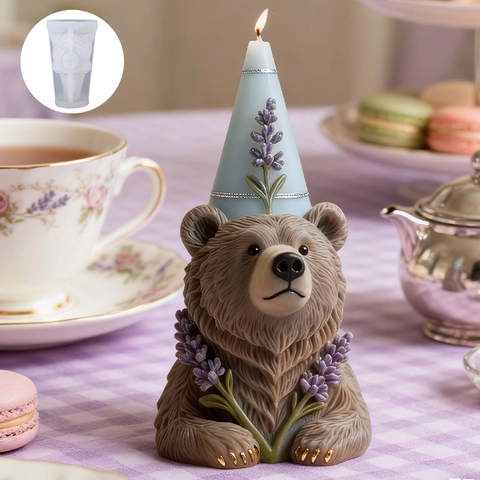 Cute Bear Party Hat Lavender Silicone Mold DIY Aromatherapy Candle Soap Plaster Resin Casting Decoration