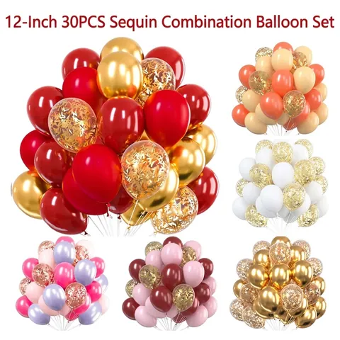 Latex Balloons With Sequin Confetti Shiny Metallic Balloons For Birthday Wedding Celebration Party Decorations Multi Color