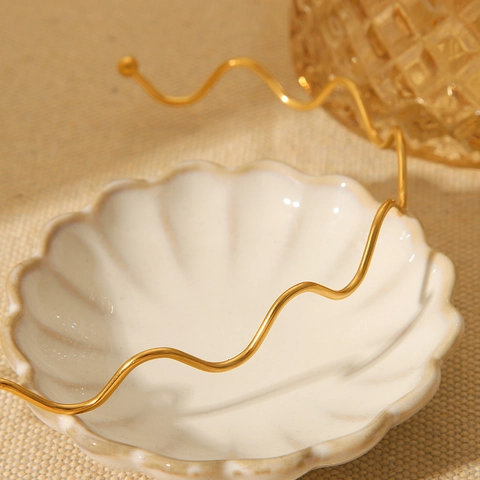 Collana Torque A Forma Di Onda Placcata Oro 18K Acciaio Inossidabile Choker Minimalista Da Donna Resistente Allo Sbiadimento