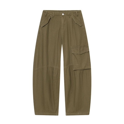Pantaloni Cargo Da Donna Vita Alta Tasche Multiple Vestibilità Comoda Cotone Twill Gamba Dritta Streetwear Verde Oliva