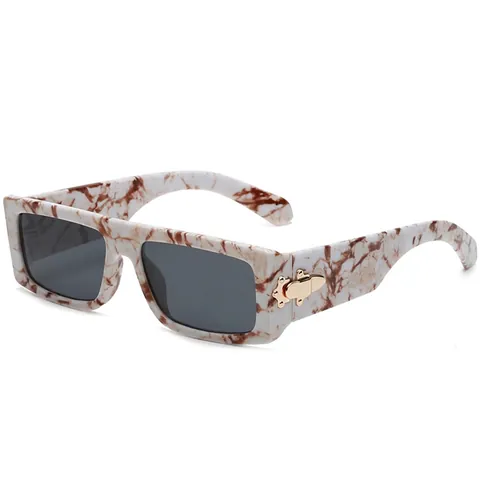 Retro Rectangle Sunglasses PC Frame UV400 Protection Small Frame Fashion Shades With Gold Metal Decor For Unisex