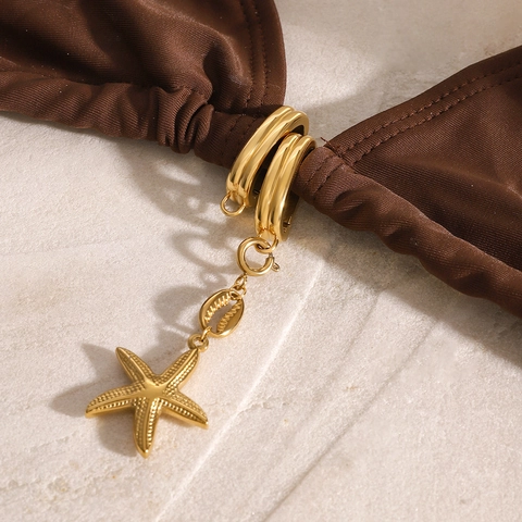 Stainless Steel Bikini Connector Charms Pendants Waterproof Zirconia Artificial Pearl Shell Ocean Zodiac DIY Jewelry Findings