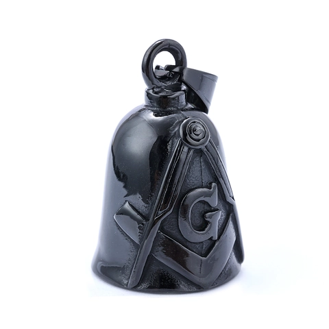 Stainless Steel Masonic Bell Pendant Necklace Vintage Mystery Symbol Jewelry Retro Antique Finish Industrial Style