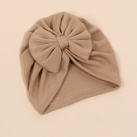 Baby Turban Hat Big Bow Soft Ribbed Nylon Knit Breathable Headwrap Beanie For Newborn Infant Toddler Girls Summer