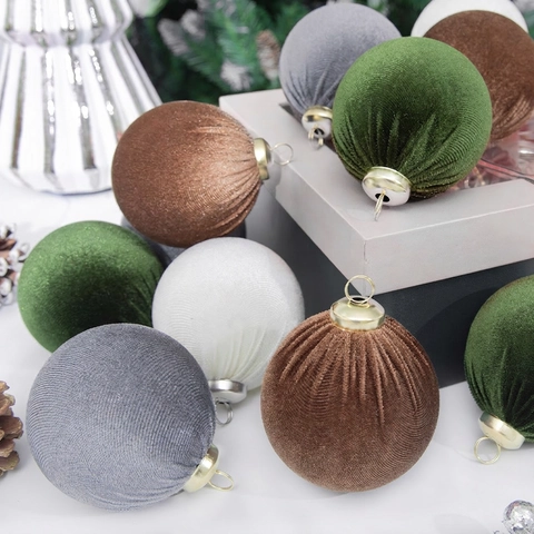 Palle Di Natale Ornamenti Velluto Floccato Texture A Costine Appeso Decorazioni Per Alberi Di Natale Festa Elegante Vintage